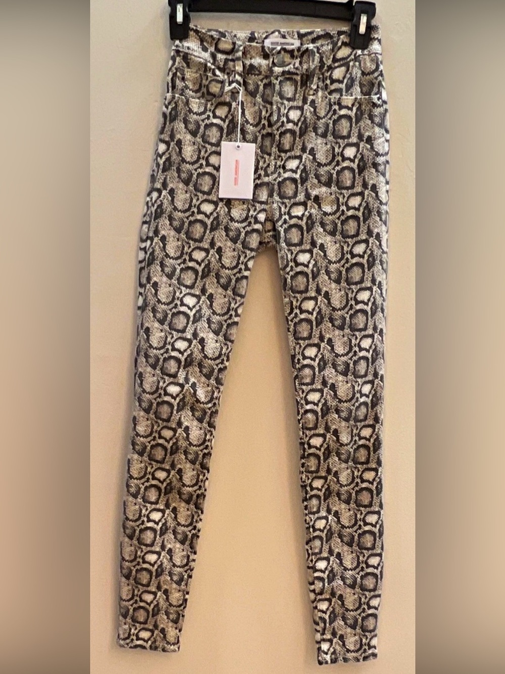 NWT Good American Snake-Print good legs pants — Black & Cream 00 24